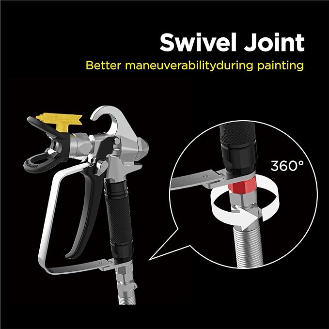 InoKraft Airless Paint Spray Gun High Pressure 3600 PSI with 515 Reversible Nozzle Tip for Exterior PaintPrimer, with Swivel Joint for Airless Paint Sprayers M1  M3, Paint Sprayer Accessories