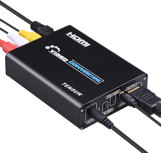 Tensun 3RCA AV CVBS Composite & S-Video R/L Audio to HDMI Converter Adapter Support 720P/1080P for PS2 PS3 NES SNES Nintendo 64 HDTV, TEN-HD069