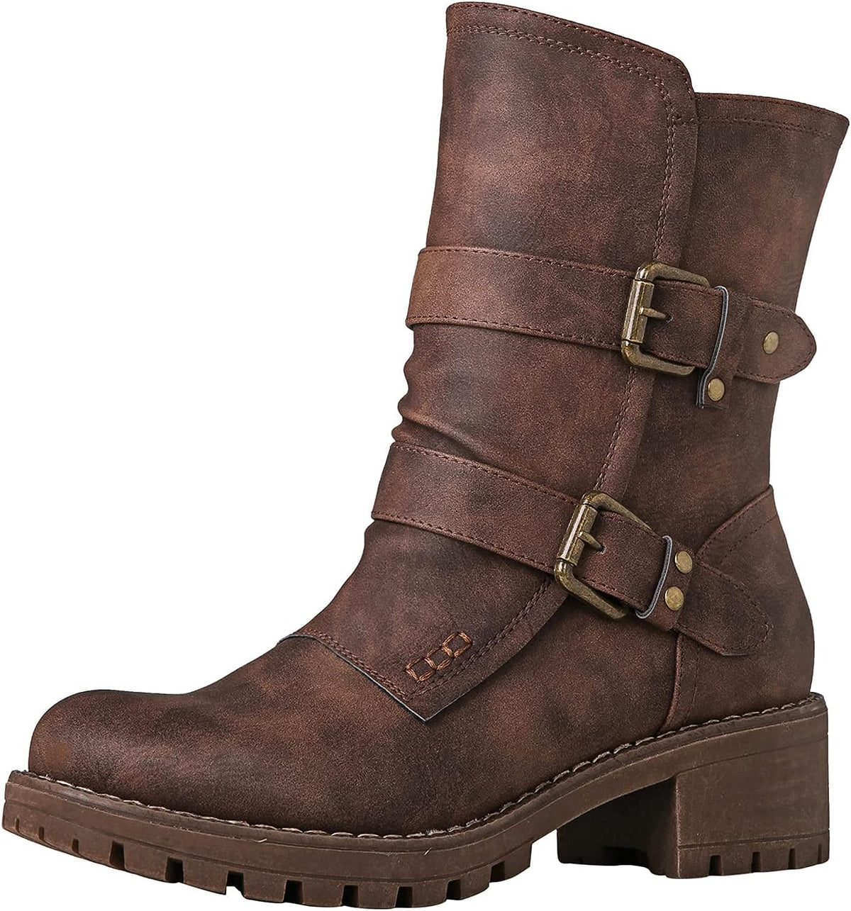 Lace up Mid Calf Motorcycle Fashion Festival Boots Combat Riding Military Boots for Women
