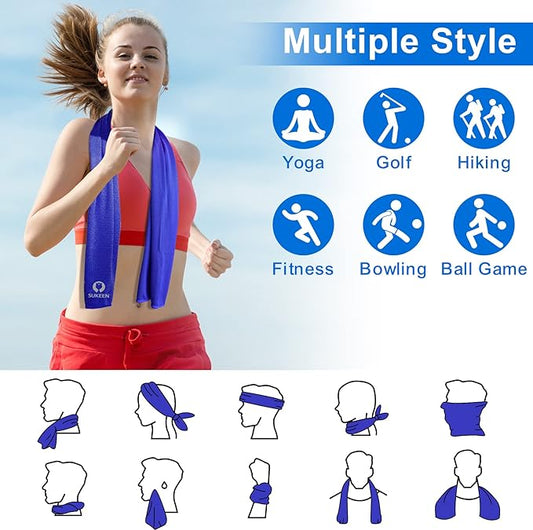 Sukeen Cooling Towels for Neck and Face (40"x12"), 20 Pack, Royal Blue, PVA Material, Reusable