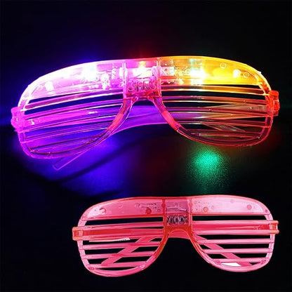 Light Up Glasses, LED Glasses, Glasses Glows in The Dark, Neon Flashing Glasses, 3 Modes, Battery Powered