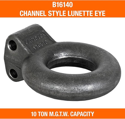 Buyers Products B16140 Plain Finish Forged Steel Tow Eye, 3" ID, 10 Ton Towing Eye, Pintle Hook Hitch Lunette Ring for Adjustable Channel Bracket, MGTW 20,000lbs