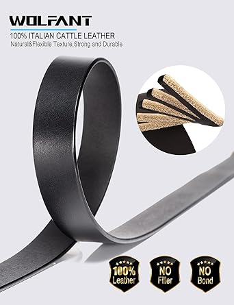 WOLFANT Womens Belts for Jeans,1.1" Fashion Ladies Belt with Gold Buckle,100% Italian Full Grain Real Solid Leather