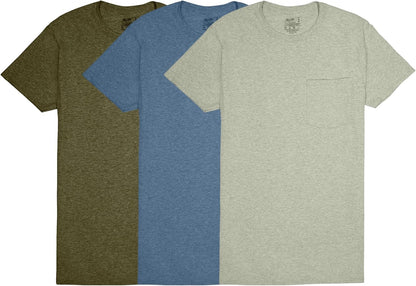 3XL Fruit of The Loom Mens Pocket Tee Undershirts, Moisture Wicking & Tag Free, Short Sleeve Pocket T-Shirts