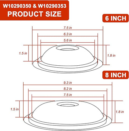 W10290350 W10290353 Black Porcelain Burner Drip Pans By AMI PARTS - Replacement for Whirl-pool Electric Range Cooktop - Includes 2 8-Inch and 2 6-Inch Pans