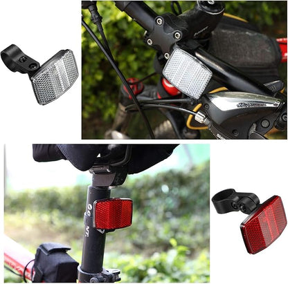 HESTYA 4 Pieces Bike Front and Rear Wheel Spoke Reflectors for Handlebar and Seatpost Bicycle Cycling Safety Warning Reflectors Red and White