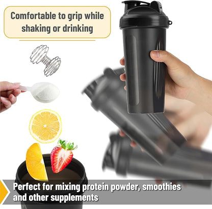 Mr. Pen- Shaker Bottles for Protein Mixes, 28 oz, 1 Pack, Black, Protein Shaker Bottle with Wire Whisk Ball, Blender Bottle