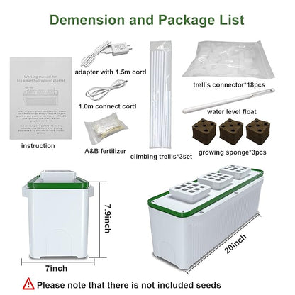 eSuperegrow Hydroponics Growing System for Indoor Outdoor Garden,7L Large Hydroponic Gardening System with Trellis for Cucumber Tomato Pepper Mint,Ideal Gardening Gifts for Women(Pump,7L,Trellis)