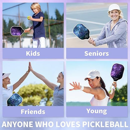 Pickleball Paddles Set of 2 Super Value Set with 2 Pickleball Fiberglass Rackets 4 Balls 2 Pickleball Grip Tapes 2 Sports Towels 1 Pickleball Bag Outdoor Gift for Beginners Family Friends