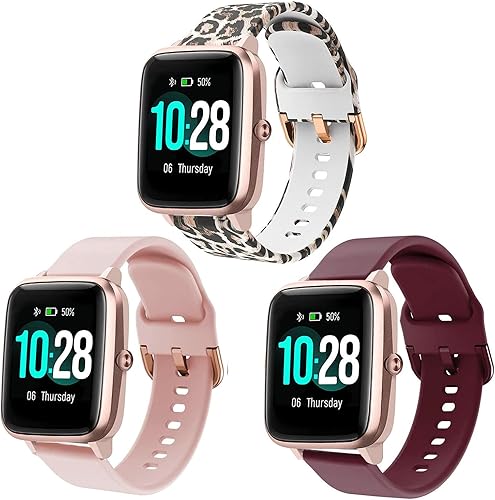 ViCRiOR Bands Compatible with ID205L Smart Watch, 19mm Quick Release Soft Silicone Fadeless Pattern Printed Floral Replacement Band for ID205L, ID205G ID205 ID205U ID205S