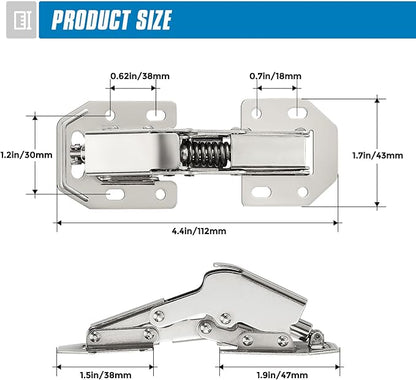 Ravinte 2 Pack Hidden Hinges Soft Close Surface Mount Kitchen Cabinet Hinges, No Pre-drilled for Kitchen Cupboard