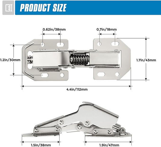 Ravinte 2 Pack Hidden Hinges Soft Close Surface Mount Kitchen Cabinet Hinges, No Pre-drilled for Kitchen Cupboard