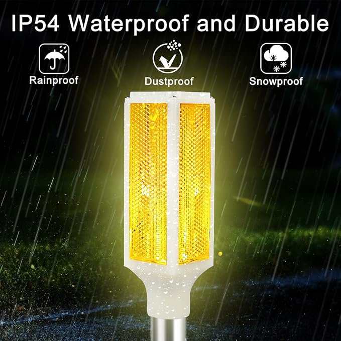 Aolyty Solar Lights Outdoor, Waterproof Driveway Markers Reflective, Warning Flash Light with 2 Lighting Modes, LED Solar Light 4 Pack for Parking Lots, Yard, Sidewalk, Stop Sign, 30 Inches (Orange)