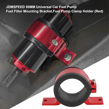 JDMSPEED Universal Car Fuel Pump Fuel Filter Mounting Bracket,Fuel Pump Clamp Holder Suitable for Fuel Pumps, Fuel Filters and Other Parts (50MM Red)
