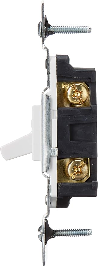 Leviton 1451-WCP 15-Amp, 120-Volt, Toggle Framed Single-Pole AC Quiet Switch, Residential Grade, Non-Grounding, White