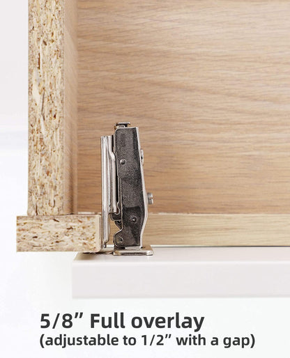 (2 PCS) Full Overlay Soft Close Cabinet Hinges for Kitchen Cabinets - 105° Face Frame Concealed Cabinet Door Hinge -3 Way Adjustability -Clip on Plate & Matching Screw 4 Easy Installation