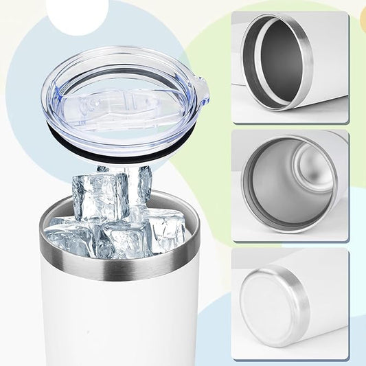 20oz Tumbler with Lid Stainless Steel Insulated Tumblers Travel Coffee Tumbler Bulk Double Wall Vacuum Insulated Water Cup Christmas Gifts for Women Men Her Him Home Office (White, 1pack)