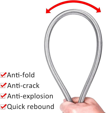 Faucet Line Connector Braided 304 Stainless Steel Supply Hose 1/2" I.P. Female Thread to 1/2" I.P. Female Straight Thread Faucet Hose Replacement (One Pair)