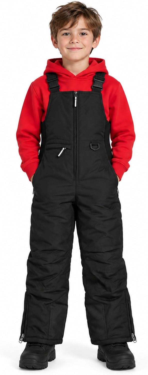 Boys Girls Unisex Classic Ski & Snow Bib Overall Winter Snowsuit Water-Resistant Windproof Outdoor Rain Bib