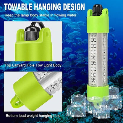 Boyuan Underwater Fishing Light, 18W 45W DC 12V Green IP68 Waterproof 72 LEDs Submersible Night Fishing Lamp 12962304 Lumens, with Battery Clamps and 5M  16.4 FT Cord