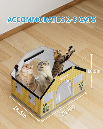 Toozey Large Outdoor Heated Cat House, Weatherproof Outdoor Cat House for Winter with Pet Heating Pad, Safe Feral Outside Pet House, Suitable for Several Cats or Small Dogs, Warm Heated Cat Shelter