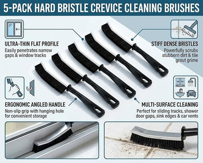 5 Pack Crevice Cleaning Brush, Heavy Duty Thickened Gap Brush, Hard Bristle Slim Cleaning Tool for Window Track, Bathroom Tile, Kitchen Sink