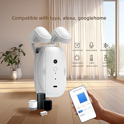 Automatic Curtain Opener and Closer - Smart Curtain Opener Electronic for RomanUT Rails, Bluetooth Curtain Opener with AppTimer, compatible with Alexa and Google Home, Electric Curtains with Remote