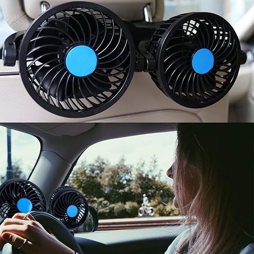 VaygWay 12v Car Cooling Fan Ai 1 Pack 360 Degree Rotatable Car Fan Ai Electric 2 Speed Dual Head Ai Cigarette Lighter Travel Camping Fan Ai Universal Car Truck RV SUV G (1)