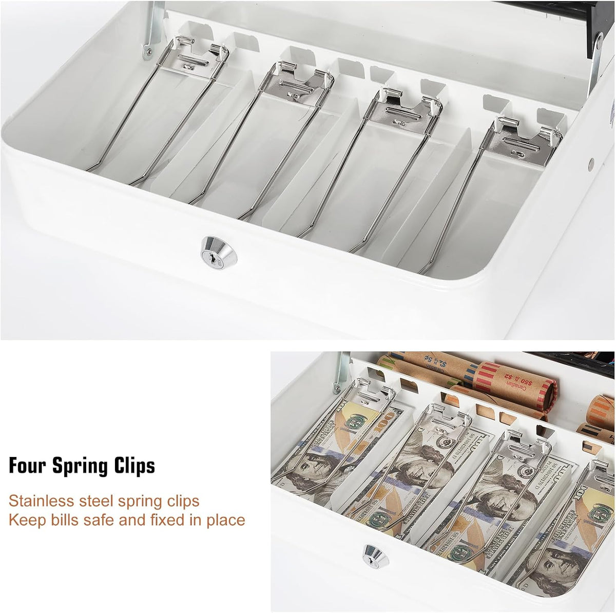 Sumerfnt Cash Box with Lock and Money Tray Money Box for Cash, Metal Lock Box for Money Cash Register (Box contains cosmetic scratches and dents)