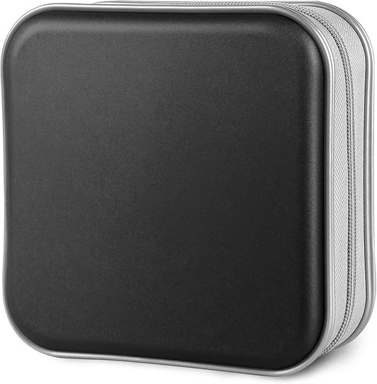 CD case, capacity for 40 units, for CDDVD, wallet, hard plastic, DVD, for car, home, office, travel (black)