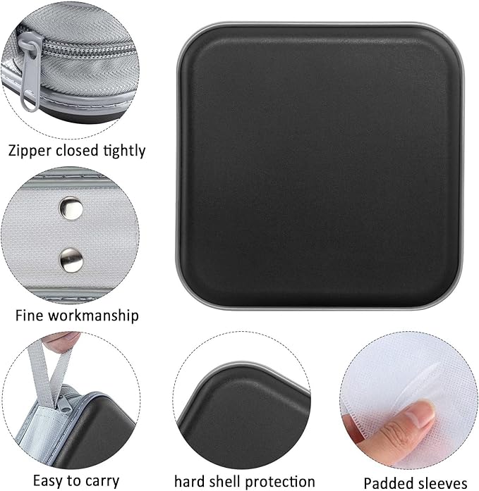 CD case, capacity for 40 units, for CDDVD, wallet, hard plastic, DVD, for car, home, office, travel (black)