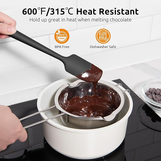 U-Taste Small Mini Silicone Spatula: 92inch 600oF Heat-Resistant Food-Grade Jar Scraper for Kitchen Use, Non-Stick Seamless Flexible Baking Utensil for Mixing, Scraping Jam in Bowl or Cup (Black)