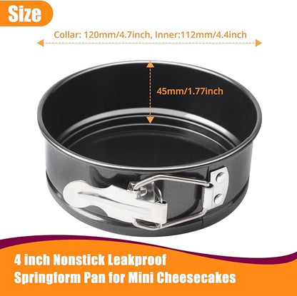 Cheesecake Pan Set, 4789 inch Nonstick Leakproof Springform Pan for Mini Cheesecakes, Pizzas, Quiches (Black, 4 inch)
