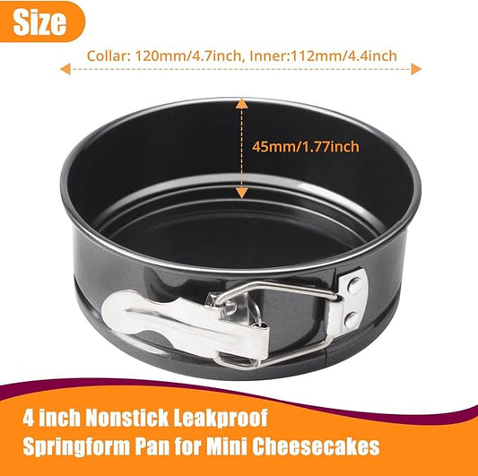 Cheesecake Pan Set, 4789 inch Nonstick Leakproof Springform Pan for Mini Cheesecakes, Pizzas, Quiches (Black, 4 inch)