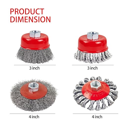 Wire Wheel Brush for 4-12" Angle Grinder 3in Wire Wheel Cup TwistedCrimped Brushes 58"-11 Threads Arbor - 2pcs