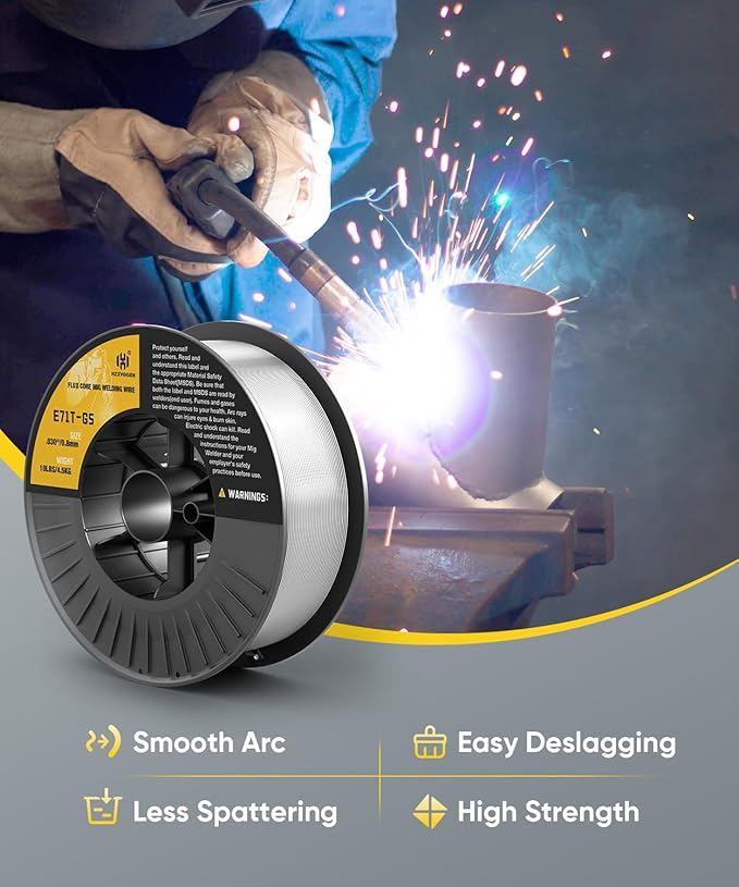H HZXVOGEN E71T-GS .030''Gasless Flux Core MIG Welding Wire for Steel - 10 Pound Spool