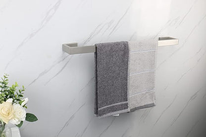 TocTen Bath Towel Rack - Square Base Thicken SUS304 Stainless Steel Towel Bar for Bathroom, Bathroom Bar Accessories Towel Rod Heavy Duty Wall Mounted Towel Holder (Brushed Nickel, 24 Inch)