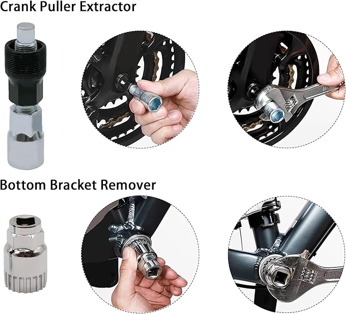 Bike Tool Kit, 6Pcs Professional Bike Repair Tools for Mountain Bike with 3-in-1 Cassette Remover Wrench Crank Puller Extractor Bottom Bracket Freewheel Remover Chain Breaker
