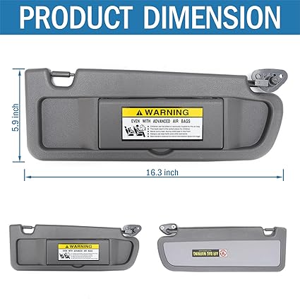 Sun Visors, Left & Right (Driver Side and Passenger Side), Replacement for 2006-2011 Honda Civic Replaces 83280-SNA-A01ZA, 83230-SNA-A01ZA (Atlas Gray)