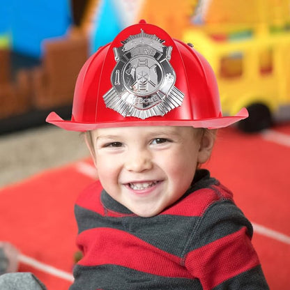 Fireman Helmet Plastic Hard Hat Fire Chief Helmet Firefighter Roleplay Costume Fireman Accessory for Cosplay Party Dress Up
