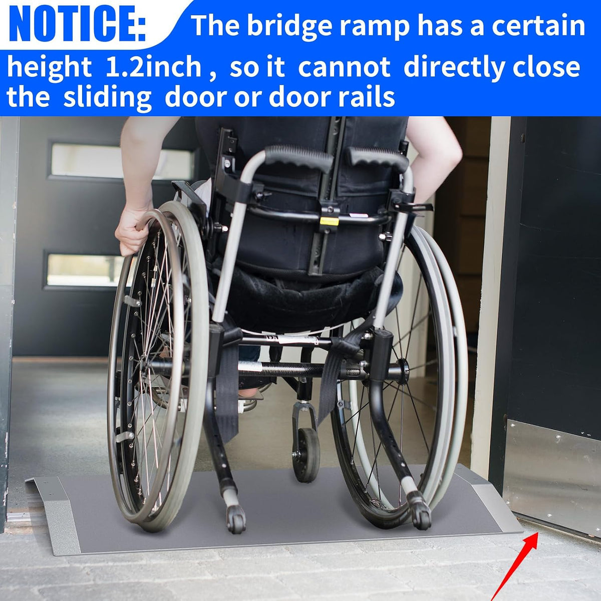 28.5" L×1.2" H Bridge Threshold Ramps for Doorways, Fits 3.5–6" Wide Thresholds with Adjustable Support Bars, Non-Slip Aluminum Wheelchair Ramps for Home Steps