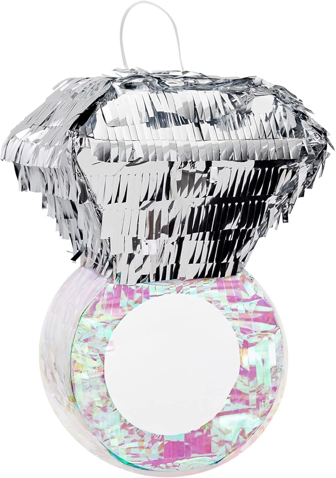 Sustainable Greetings Diamond Ring Pinata for Bridal Shower Centerpieces, Engagement Decorations, Bachelorette Party Supplies (7.2 x 7.1 x 11.0 In) - Diamond Party Decorations