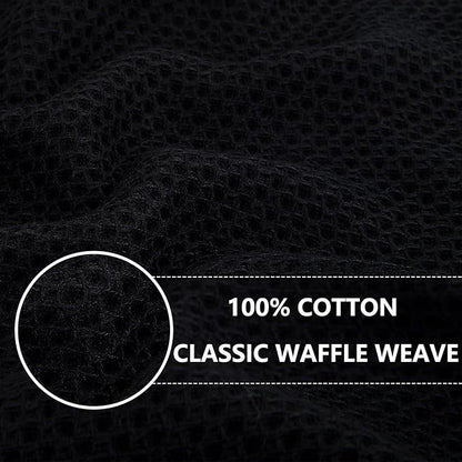 Homaxy 100% Cotton Waffle Weave Kitchen Dish Cloths, Ultra Soft Absorbent Quick Drying Dish Towels, 12 x 12 Inches, 6-Pack, Black