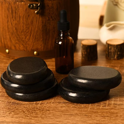 June Fox Hot Stones for Massage 4 Large and 2 Medium Basalt Stones Set Hot Rocks Massage Stones for Spa, Relaxing, Healing
