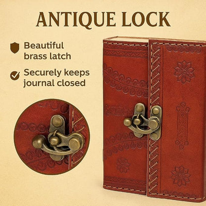 STORE INDYA Handcrafted Leather Soft Bound Personal Diary & Organizer – 7x5 Inch Genuine Leather Writing Journal, (Latch is Slightly Broken)