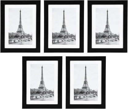 5Pcs Photo Frame, 7in High Transparency Black Decorative Rugged Picture Frame, Stylish PVC Black Edge DIY Design Combination Picture Frame Ornament