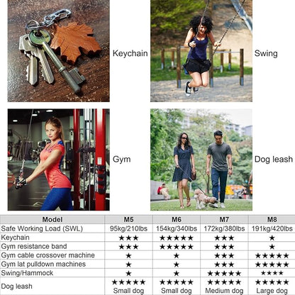 Marine Grade 316 Stainless Steel Carabiners Heavy Duty, Durable & Rust-Free Clips for Gym, Swing, Dog Leashes, Hammocks, Keychains, and More