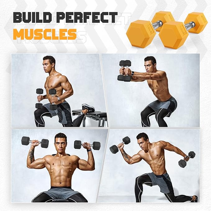 Portzon Weights Dumbbells Red Colors Compatible with Set of 2 Neoprene/Rubber Dumbbells,1-15 LB, Anti-Slip, Anti-roll, Hex Shape