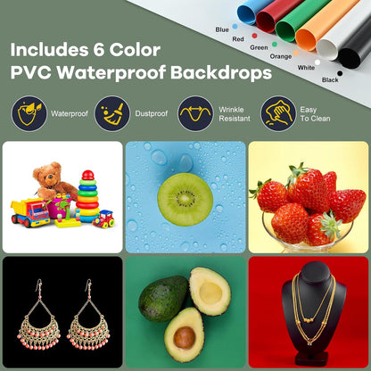 Lightdow 16"x16"x12" Photo Studio Light Box Photography with 120 LEDs (CRI>95), 1 Backdrops - Portable/Dimmable/Versatile Folding Shooting Tents for Toys/Jewelry/Watches/Cosmetics Photography