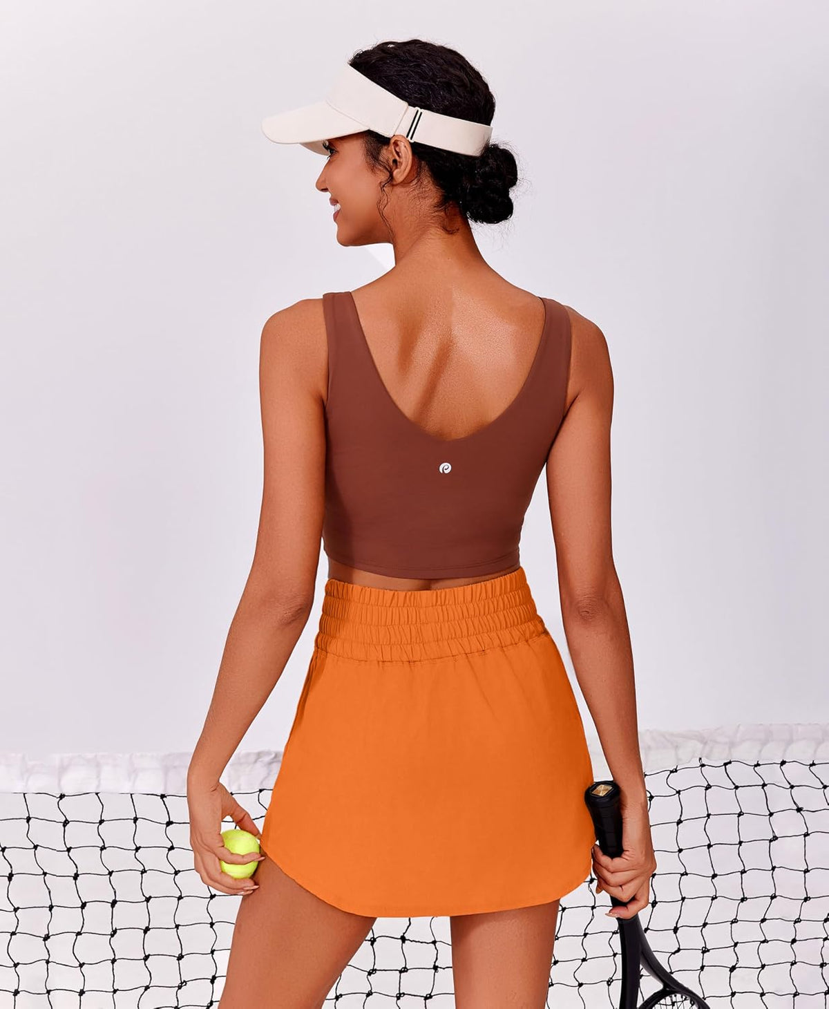 PINSPARK 16" Golf Skirts for Women High Elastic Waisted Skort 2 Pockets | Curved Hem, Tummy Control, Built-in Shorts, Quick-dry, Lightweight, Pickleball, Flowy, Tennis Skort for Woman
